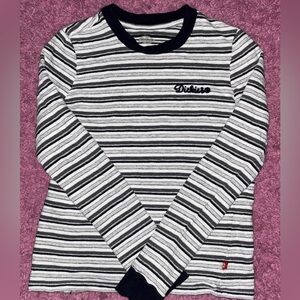 Dickies Black and White Striped Long Sleeve Shirt